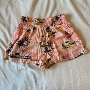 Large Forever 21 Pink Hawaiian Tropical Patterned Shorts